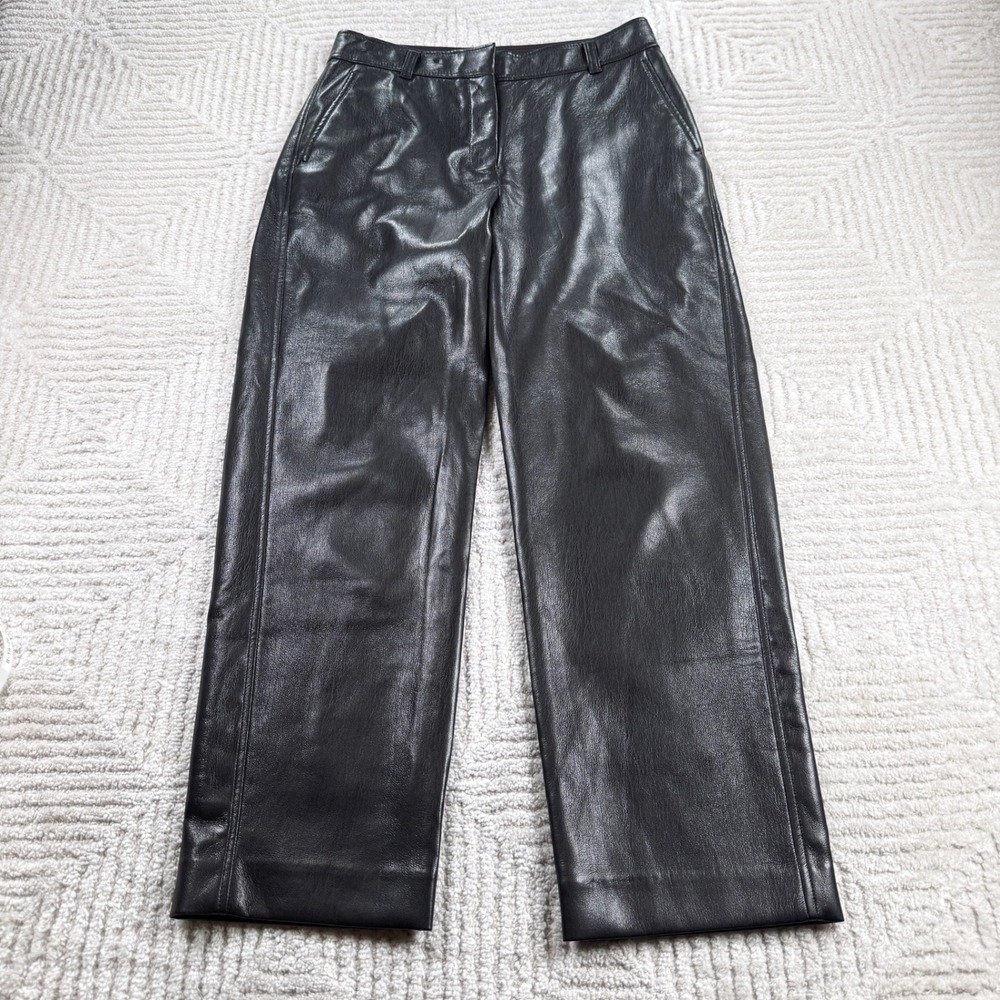 Babaton Vegan Leather Pants Women's 4 Black Wide Leg High Rise Edgy Goth Aritzia
